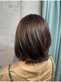 秋のオリーブベージュ×切りっぱなしボブ♪