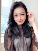 シャギーレイヤー韓国ワンホンヘアシースルーぱっつん前髪