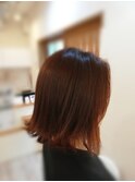切りっぱなしボブ×レッドブラウンカラー