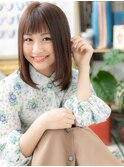 大人可愛いオン眉内巻きワンカールミディアムh4川口20代30代40代