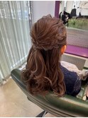 編み込みハーフアップ