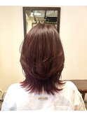 くびれレイヤーカット*ボルドーカラー