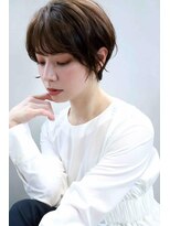 ムウ 難波(MOU) クールショートボブ前髪イメチェンピンクベージュ30代40代50代