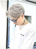 仙台ホワイトシルバーグレージュセンターパートフェザーパーマ