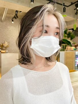 テクネ 天神大名(techne) 天神大名今泉ブリーチカラーインナーカラーイヤリングカラーボブ