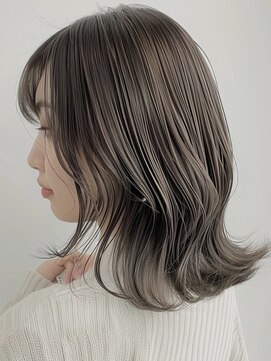 ネックス 表参道本店(nex) デザインカラーレイヤーカットウェットヘアオリーブベージュ白髪