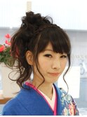 着物花冠編み込みノットヘアリボン