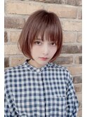 ココアブラウンの王道の前髪ショートボブ♪藤沢