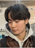 原宿ゆるめシャドウパーマメンズマッシュウルフカットルーズヘア
