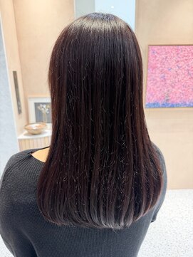 オン キャナルシティ博多前店(on) 【中里恵梨】ボルドーカラー/セミロング/艶カラー/30代/顔周り