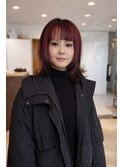 大人20代30代赤系ヘアカラーレイヤーミディアム