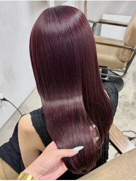 ヘアー アイス 御器所本店(HAIR ICI) パープルカラー♪春カラー暖色ブリーチなし髪質改善ワンカラー