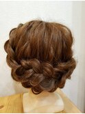 編み込みパーティーヘアアレンジ