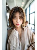 大人かわいい前髪セシルカットココアブラウンフリンジウェーブ