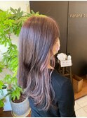 インナーカラーほんのりレッド透明感グラデ