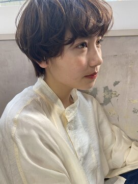 ナックアベノ(knack abeno) チョコブラウン×エアリーショートパーマ/ウェットスタイル/30代