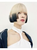 コントラスト切りっぱなしボブ×姫カット