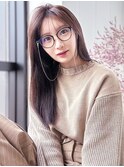 ロング美髪顔周りレイヤー韓国ヘア_F20418