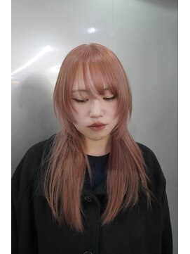 ヒメル(HML U/2A) ペールピンクカラー/ハッシュカット/ウルフヘア