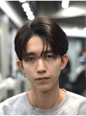 渋谷フェザーパーマメンズカットルーズパーマセンターパートヘア