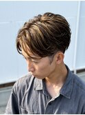 ハイライトブリーチオリーブアッシュメンズツーブロック