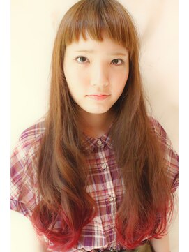 ブーケ(BOUQUET) 重めスタイル・ポイントカラー・ピンク・短め前髪