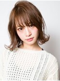 愛され外ハネボブ×透明感ベージュカラー