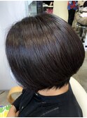 大人のグラボブ/ダークブラウン/重めボブ/大人女子/艶感/50代