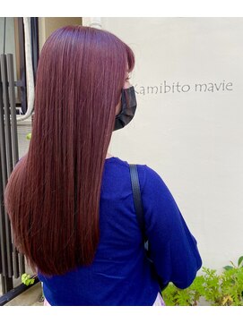 カミビト マヴィー(kamibito mavie) ブリーチなしでラズベリーピンクカラー