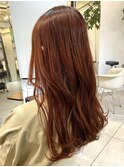 △韓国風オレンジブラウン暖色系カラーロングヘア髪質改善