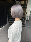 ダブルカラーシルバーグレージュハイトーンケアブリーチ韓国ボブ