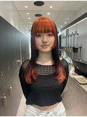 オレンジ×ブラック　デザインカラー　裾カラー