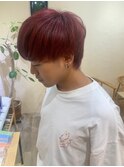 マッシュ韓流ナチュラル×レッド赤茶色 ニュアンスデザイン