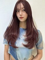 ロンドネートゥル 新潟(Lond naitre)&nbsp;前髪ありボルドーカラーのレイヤーロングヘア