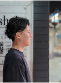 メンズ 好印象 スパイラルパーマ 爽やか 2ブロックスタイル