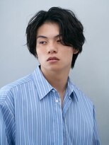 メンズセンターパート束感ニュアンスパーマ