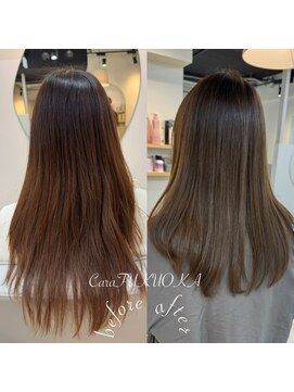 カラ フクオカ(Cara FUKUOKA) オリーブベージュ《★髪質改善うる艶水素カラー＋カット★》