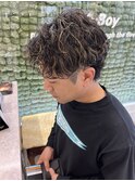 メンズパーマ/波巻きスパイラル/メンズハイライト