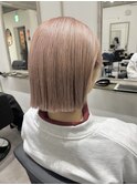 ピンクベージュ×切りっぱなしボブ.