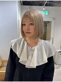 ハイトーンベージュ/ミニボブ/切りっぱなしボブ/四条河原町