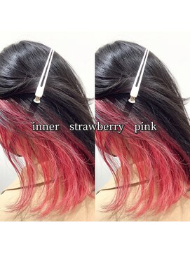 ヘアーメイク トレコローリ(hair make trecolori) 【trecolori 津田沼】インナーストロベリーピンク/2ブリーチ