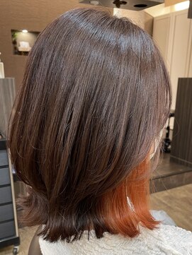 アルターリール(aL ter Rire) 黒髪/グレーベージュ/レイヤーロング/前髪パーマ