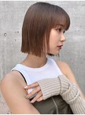 ワンレンストレートボブ×ココアベージュ