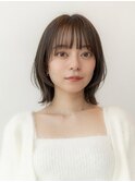 大人かわいい前髪セシルカットココアブラウンフリンジウェーブ