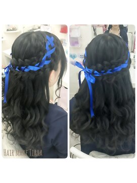 ヘアーメイク ティアラ(Hair make Tiara) ダブル編込みリボンヘア☆+゜