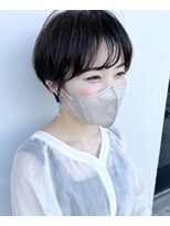 マッシュアンドマッシュアヴェダ ららぽーと福岡店(mash&mash AVEDA)&nbsp;シースルーバング・丸みショート・ダークアッシュ・白髪ぼかし