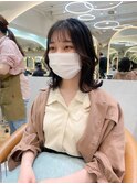 韓国くびれミディアムヘア　暗めカラーダークトーン　恵比寿