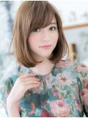 大人かわいい斜めバングくすみカラー小顔ロブc5上尾20代30代40代
