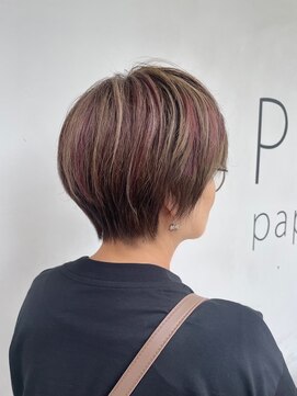 ヘアーメイクパウダー 天王寺寺田町店(Hair make powder) くびれショート小顔愛されMIXカラーボルドー★30代40代50代60代