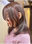 ブリーチ無し、ピンクカラー、ピンクブラウン